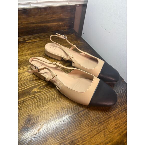 a new day Shoes - A New Day Tan And Black Sling Back Flats Size 9